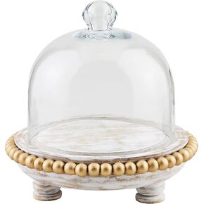 Mud Pie Round Glass Cloche, Gold, 8" x 7 1/4" Dia