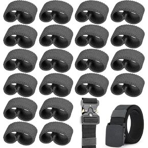 20 Pack Belt Loop Keepers for Duty Belt Stretchy Elastic Belts Black Skinny Waist Waistband Belt Keepers Backpack Strap Holders for Police Duty Belt Law Enforcement