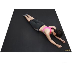 RevTime Extra Large Exercise Mat 8 x 6 Feet (96"x 72"x1/8") Heavy Duty Home Workout Gym Rubber Floor Mat, Best for Carpet & Hardwood Floor, Black