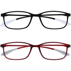 OPULIZE Ice 2 Pack Super Lightweight Reading Glasses Black Dark Blue Womens Mens RR61-13 +2.00