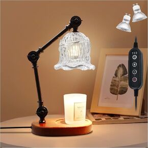 Candle Warmer Lamp, Dimmable Candle Warmer with Adjustable Height, Bedroom Living Room Home Decor Wax Melting Warmer for Jar Candles (Clear Flower)