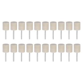 HARFINGTON 20pcs Wool Felt Mounted Mandrel Points 6mm Head 1/8 Inch Shank Cylinder Polishing Bits Burrs Felt Polishing Buffing Wheel for Rotary Tool