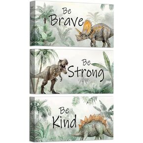 WELMECO Dinosaur Boys Room Decor Inspirational Decor Kids Bedroom decor Framed Wall Art 3 Pieces (Small)