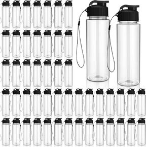 Domensi 50 Pieces Water Bottle Bulk 17 oz Plastic Water Bottles Bulk Sports Adults Reusable Large Water Bottles with Leak Proof Flip Top for Adults Fitness(White)
