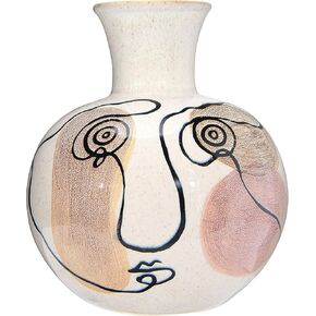Bloomingville Multi Color Hand-Painted w/Face Stoneware Vase