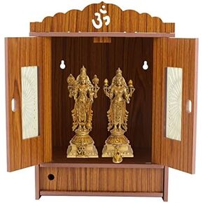 Wooden Readymade Wall Hanging Puja Temple for Home God Stand for Pooja Room Mandir Wood Devghar Stand for Office and Shop DEAFCO-454