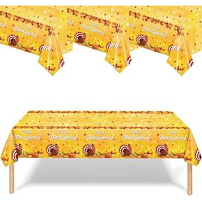 3 Pieces Thanksgiving Disposable Tablecloth, 54 x 108 Inch Rectangle Waterproof Plastic Fall Thanksgiving Theme Tablecloth for Harvest Party Table Decoration