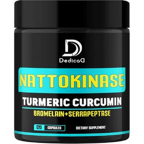 4-in-1 Nattokinase 2000 Fu, Turmeric, Bromelain, Serrapeptase - Body Balance, Circulation Health & Immune System - 120 Capsules 4-Month Supply