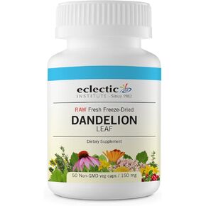 Eclectic Institute Raw Freeze-Dried Dandelion Leaf | Organic Supplement to Support Cleansing & Digestive Function | 90 CT (200 mg)