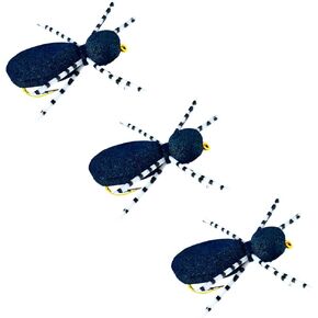 Foam Spider Fly Fishing Set – Black, Small & Leggy, 6 Pc, Hook Size #16 - Topwater Dry Flies for Bass, Panfish, and Trout by Thor Outdoor