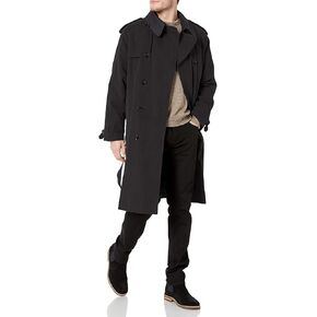 LONDON FOG Men's Iconic Double Breasted Trench Coat with Zip-Out Liner and Removable Top Collar