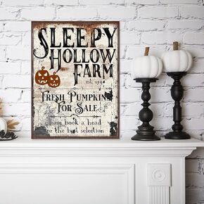 Bonoff Sleepy Hollow Farm, Halloween Decor, Vintage Metal Aluminum Tin Sign Wall Art Poster Antique Decoration Anniversary Birthday Christmas Housewarming Gift 12x8inch