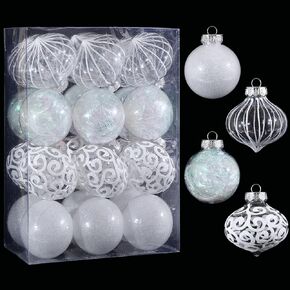 60MM/2.36" Christmas Ornaments Set, 30pcs Clear Christmas Ornaments Blue Shatterproof Decorative Baubles for Xmas Tree Decorations Crystal Ornament Balls for Wedding Holiday Party Indoor Outdoor Decor