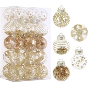 60MM/2.36" Christmas Ornaments Set, 30pcs Clear Christmas Ornaments Blue Shatterproof Decorative Baubles for Xmas Tree Decorations Crystal Ornament Balls for Wedding Holiday Party Indoor Outdoor Decor