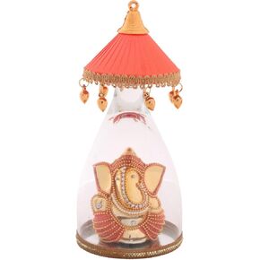 Itiha Orange Umbrella Ganesha Showpiece for Car Dashboard Ornament or Home Decor/Return Gift/Diwali Gift/House Warming Gift (8 inch)