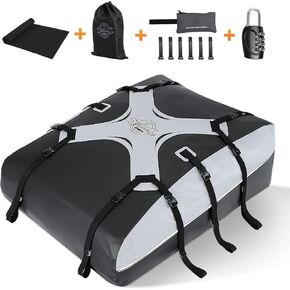 Sailnovo Car Roof Cargo Carrier 20 Cubic Feet Upgrade Waterproof Rooftop Cargo Carrier Fit Car Without Luggage Rack with Anti-Slip Mat,Security Lock,6 Door Hooks(Classic Gray-Black)
