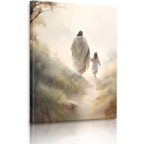 Jesus With Children Follow Me Posters Jesus Drawing Jesus And Children Prints Christian Pictures Walking Holding Hands Wall Art 16 X24 - Framed