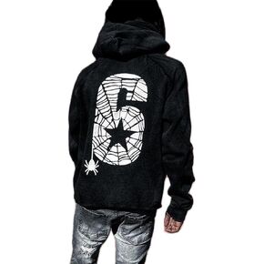 Amiblvowa Y2K Hoodie for Men Women Spider Web Graphic Hoodies Aesthetic Grunge Hooded Sweatshirt Oversized Harajuku Jacket in Kuwait