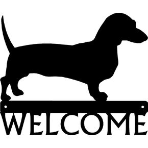 Dachshund Dog 12" Wide Metal Welcome Sign for Porch & Front Door. Made in the USA