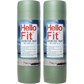 Hello Fit 1/2 Inch Thick Exercise Yoga Mats with Carrying Strap, 72 by 24 Inches, Pack of 2, Bulk Fitness Mat for Yoga, Pilates, or Workout, Non-Slip Rubber Gym Mats