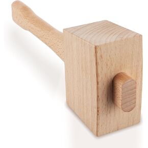 9.6" Wooden Mallet, Solid Beechwood Ice Hammer, Damage Free Striking Carpenter Hand Tool for Woodworking, Wood Carving, Leather Work, Walnut Cracking
