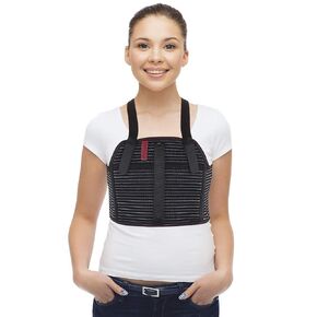 ORTONYX Sternum and Thorax Support Chest Brace for Men and Women - Brocken Fractured, Dislocated Cracked Ribs - Open Heart Surgery Recovery - HB5251/Black/X-Large