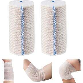 2Rolls 4Inch Elastic Bandage Wrap Compression Bandage,Wide Bandages Large Size Elastic Bandage with Velcro，Sports Wrap for Ankle Wrap Foot Wrap Leg Wraps Hand Wrap for Sprained in Kuwait