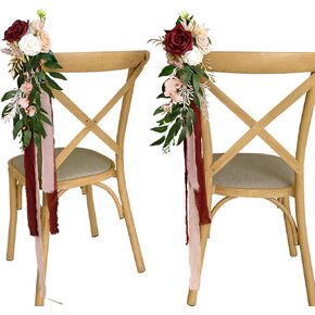 Lookein Pew Flowers for Wedding Ceremony Chair Decorations Set of 8 Aisle Decorations Bench Decoration Wedding Aisle Chair Decoration, Rustic Terracotta