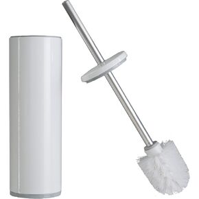 Bath Bliss Deluxe Stainless Steel Holder with Removeable Liner, Durable & Strong Bristles, Long Lasting, Decorative Canister Toilet-Brushes, 1 Pack, White