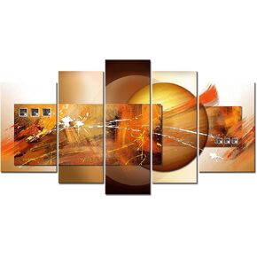 Novup Large Abstract Orange Wall Art, 5 Piece Modern Painting Canvas Print - Contemporary Artwork Picture for Living Room Bedroom Wall Decoration Home Décor