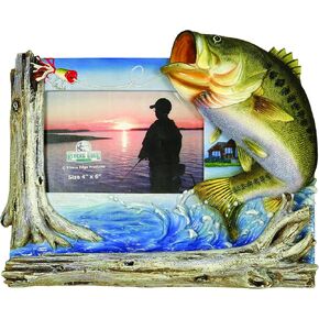 Rivers Edge Bass Fishing Picture Frame - Holds 4" X 6" photo