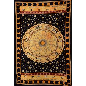 Trade Star Black Zodiac Sign Celestial Tapestry for Wall Decor Astrological Sun Moon Tapestry Wall Hanging Horoscope Psychedelic Tapestries for Wall Art