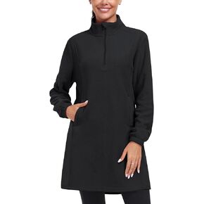 MoFiz Women's Fleece Dress Quarter Zip Winter Warm Golf Dress Jackets with Pockets