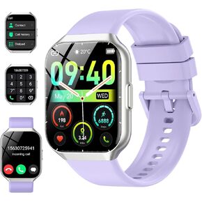Smart Watch for Men Women, 1.96" Smartwatch (Answer/Make Call), IP68 Waterproof Fitness Tracker, 112+ Sport Modes, Heart Rate and Sleep Monitor, Pedometer, Smartwatches for Android iOS, Purple​