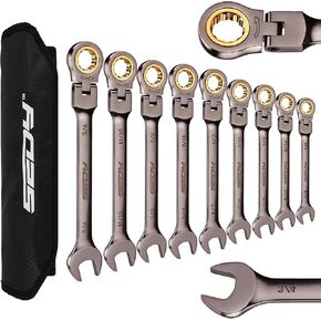 SEDY طقم مفاتيح ربط برأس مرن مكون من 9 قطع متري 8-19 مم ممتاز 72 أسنان مطلي بالنيكل والفاناديوم الكروم مع حقيبة منظمة in Kuwait