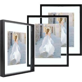 Space Art Deco, 8x10 Floating Picture Frame, Display 4x6/5x7/6x8 Picture or Any Size Photo Up to 8x10, Wall Mounting Gallery Photo Frames, Black