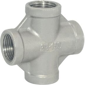 1" NPT Female Thread 4 Way Coupling,Cross,Stainless Steel 304 Cast Pipe Fitting