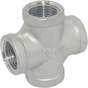 1" NPT Female Thread 4 Way Coupling,Cross,Stainless Steel 304 Cast Pipe Fitting