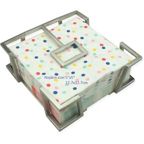 Modern Art Cocktail Napkin Holder st215 Stainless Steel Satin Finish Patent Applying for Cocktail Beverage Crystalware Paper Napkin Holder Dispenser Organizer Christmas Thanksgiving Gift.