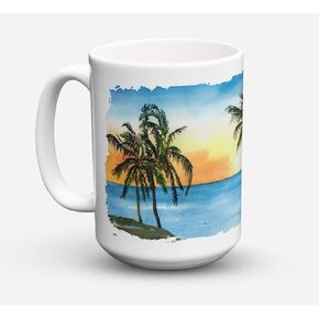 Caroline's Treasures 8551CM15 Palm Tree Dishwasher Safe Microwavable Ceramic Coffee Mug 15 ounce, 15 ounce, multicolor