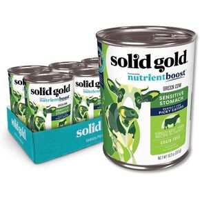 Solid Gold Green Cow Wet Dog Food Mix in for Adult & Senior Dogs for Picky Eaters - Canned Dog Food Additive to Mix with Kibble - Beef Tripe for Sensitive Stomachs - Single 13.2 oz Can