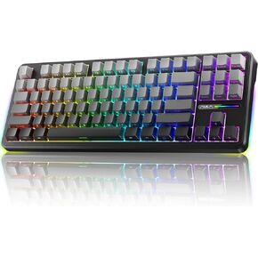 AULA F87 Pro Keyboard, Tri-Mode Bluetooth/2.4GHz/USB-C Gasket Hot Swappable Custom Mechanical Keyboard, Pre-lubed Reaper Switch, Side Printed PBT Keycaps 75% TKL Wireless RGB Backlit Gaming Keyboard