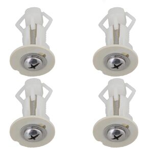 RDEXP White Plastic Toilet Seat Cover Hinge Blind Hole Nut Top Fixing Screw Pack of 4