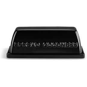 DEMDACO Spread Goodness Modern Design Entertaining Hosting Black 7 x 3 Stoneware Butter Dish