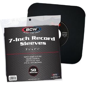 BCW 7 Inch Vinyl Record Paper Inner Sleeves - Round Corners - White | Pack of 50 | Protective LP Album Sleeves for Vinyl Storage and Preservation | Compatible with 45 RPM Albums