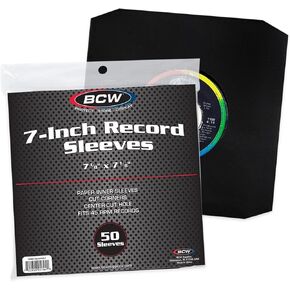 BCW 7 Inch Vinyl Record Paper Inner Sleeves - Round Corners - White | Pack of 50 | Protective LP Album Sleeves for Vinyl Storage and Preservation | Compatible with 45 RPM Albums