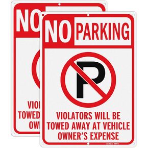 GicnKeuz Large No Parking Sign With Symbol With Arrows Sign, 18x12 Inches No Parking Sign, Engineer Grade Reflective Aluminum, Fade Resistant/Waterproof, Indoor or Outdoor Use (2-Pack)