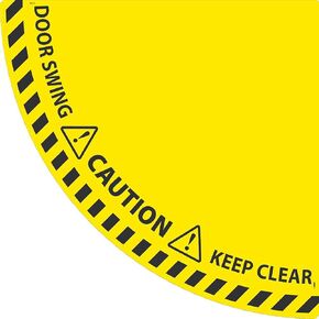 NMC Caution Door Swing, Keep Clear, Quarter Circle Smooth Walk-on Floor Sign, 28 X 28, WFSM101, Multi-Color