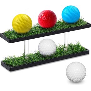 Golf Ball Display Rack Acrylic Golf Ball Display Case Holder with Turf Golf Ball Holder Golf Ball Display Stand Shelf Double Layer for Decoration