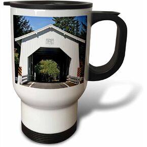 3dRose " Historic Hoffman Covered Bridge Near Albany Oregon US38 MGI0042 Mark Gibson Stainless Steel" Travel Mug, 14 oz, Multicolor